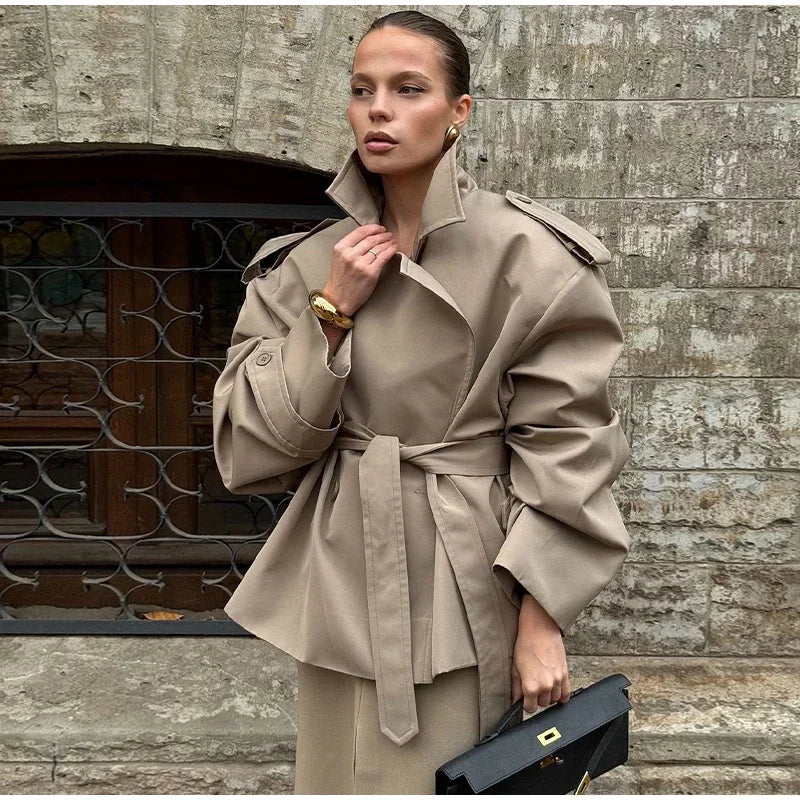 Trench Court Ceinturé - Khaki