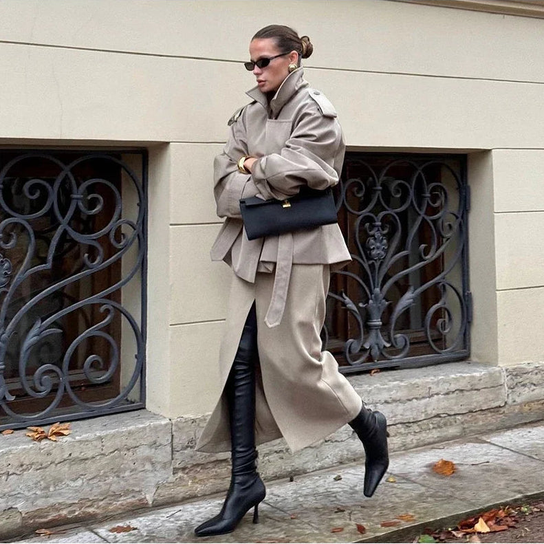 Trench Court Ceinturé - Khaki